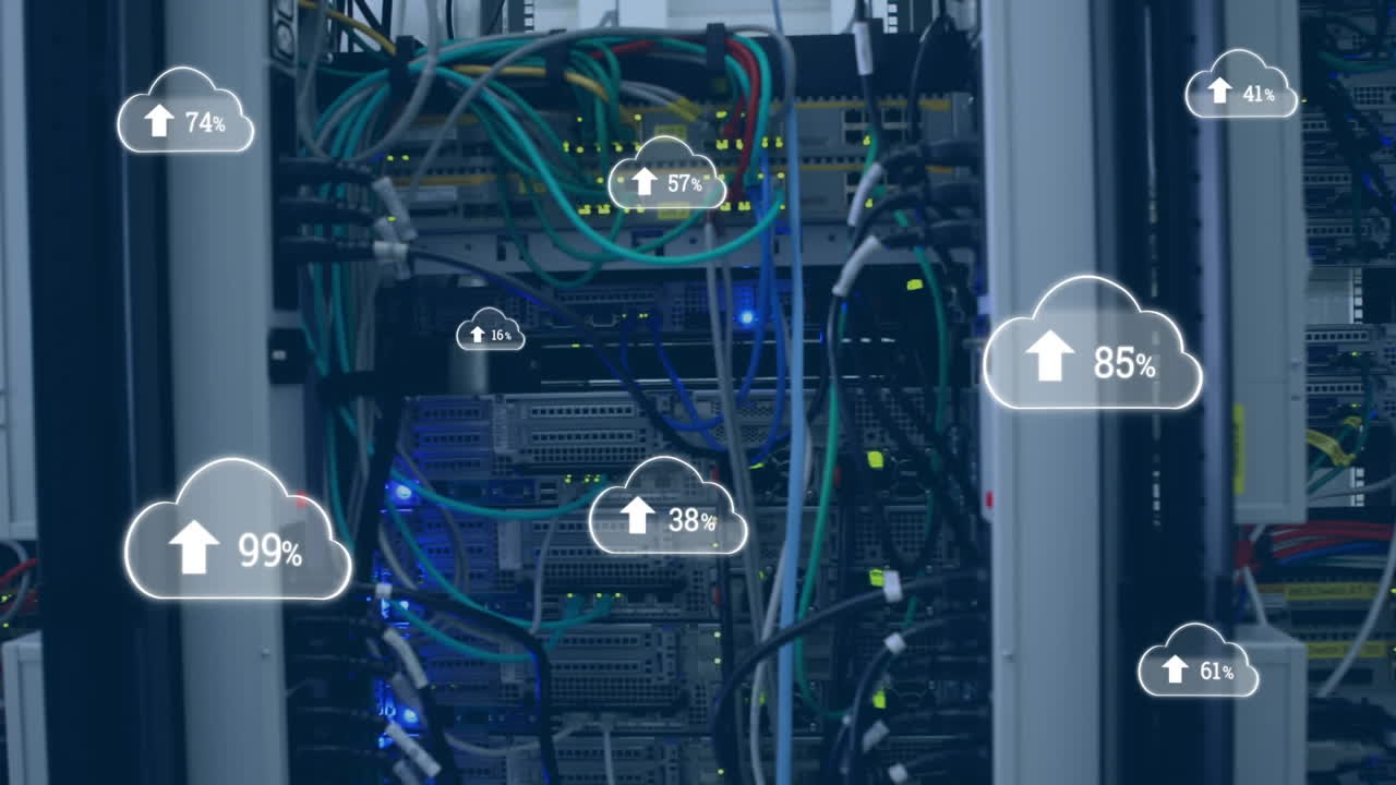 animazione di nuvole con numeri crescenti sul server