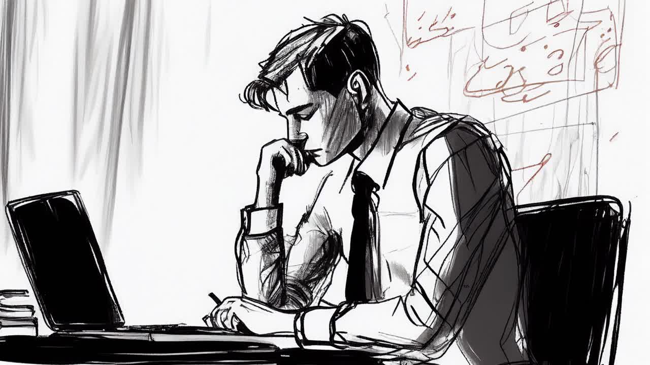 노트북에서 일하는 스트레스를 받은 직원