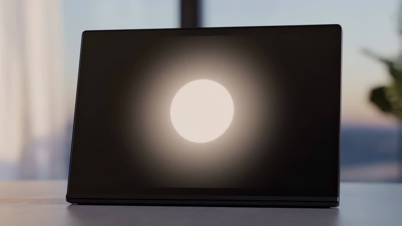 Laptop Screen with Glowing Circle