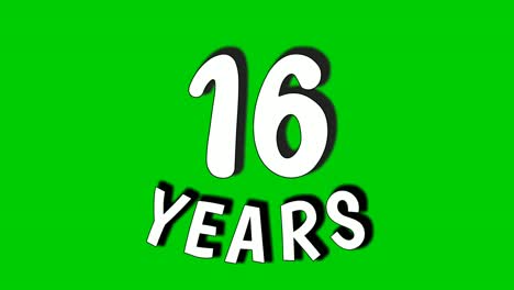 16-sixteen-years-digit-animation-motion-graphics-on-green-screen