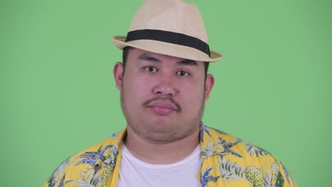 young handsome overweight asian tourist man