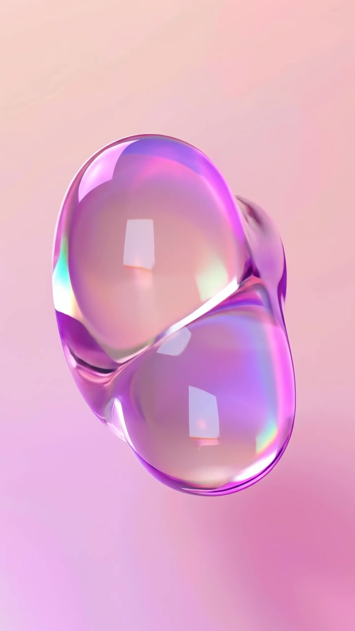 Abstract 3D Animation of Morphing Iridescent Glass Heart