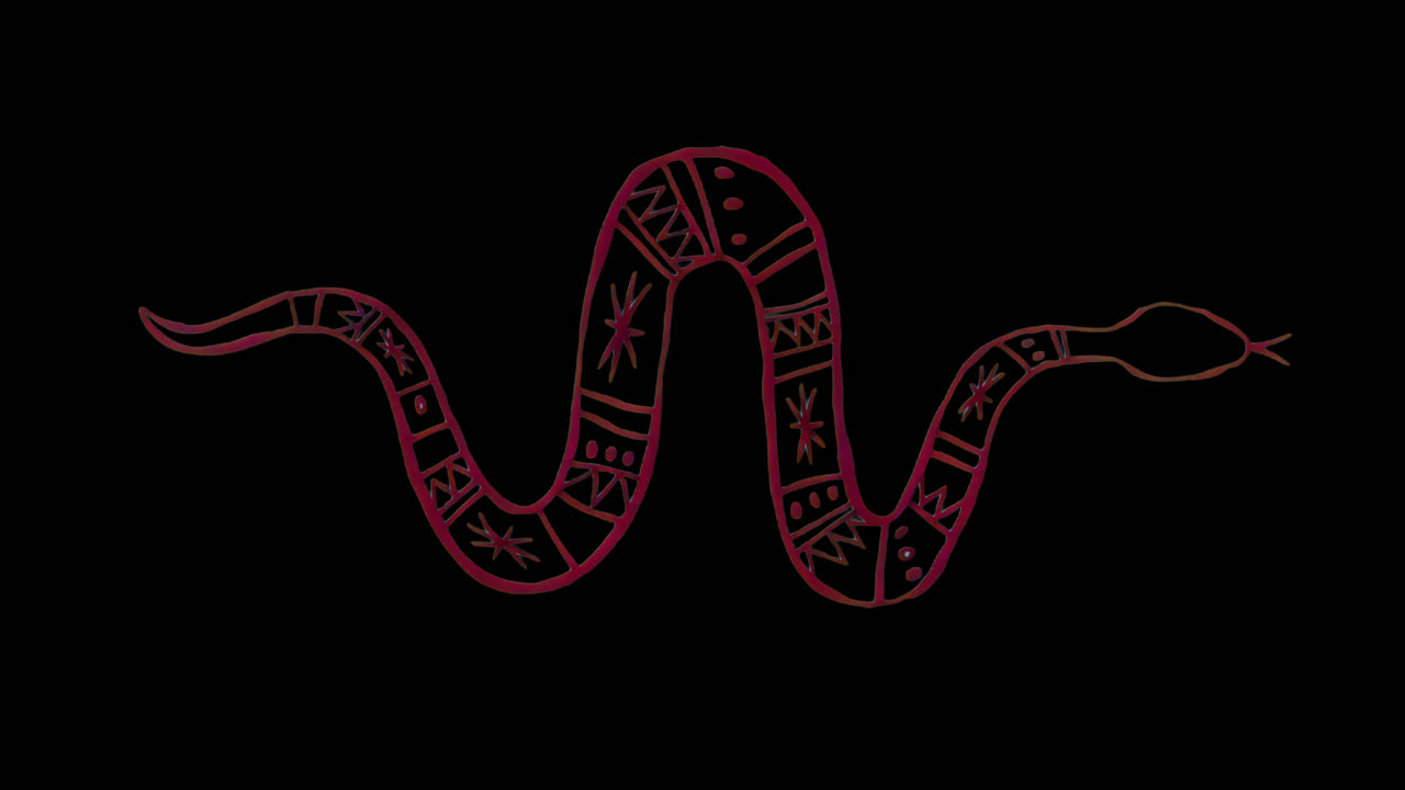 Tribal snake illustration design animation isolated asset, transparent 4K video, alpha channel