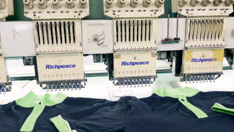 t-shirts prepared on a sewing line in a fabric factory