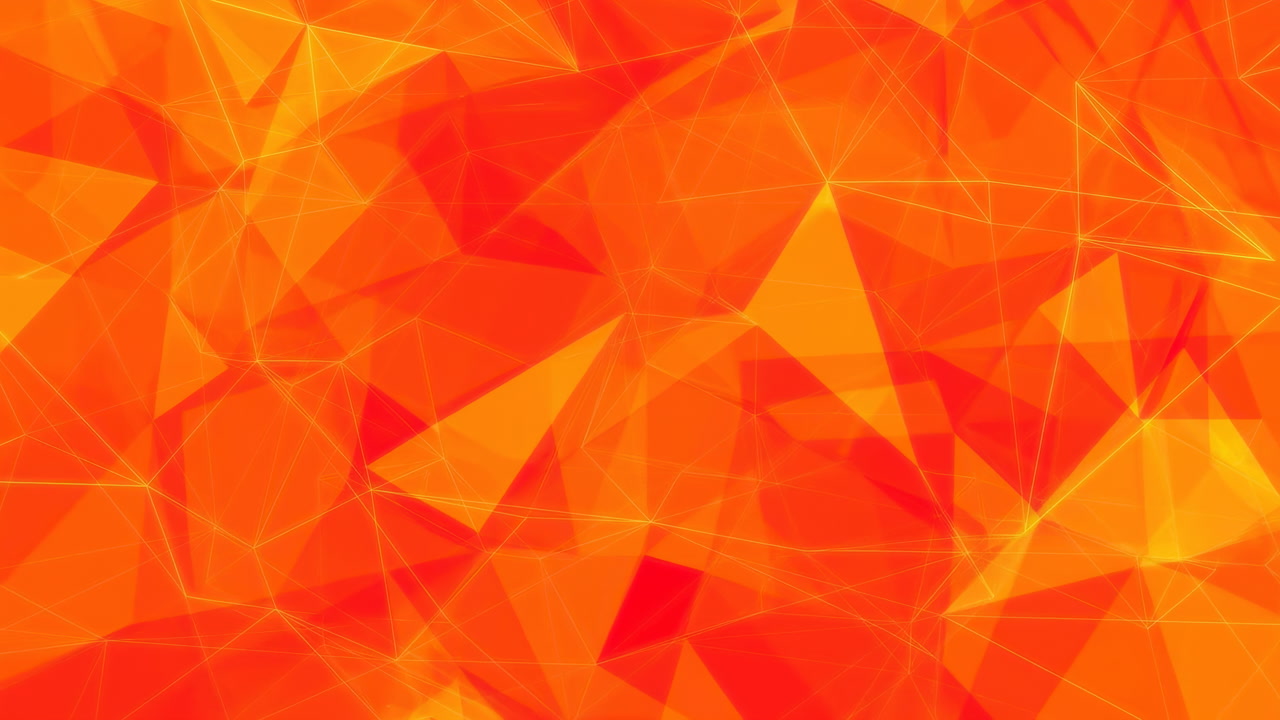 Vibrant Orange Polygon Background With Dynamic Triangular Facets And Glowing Connecting Lines, Energetic Warm