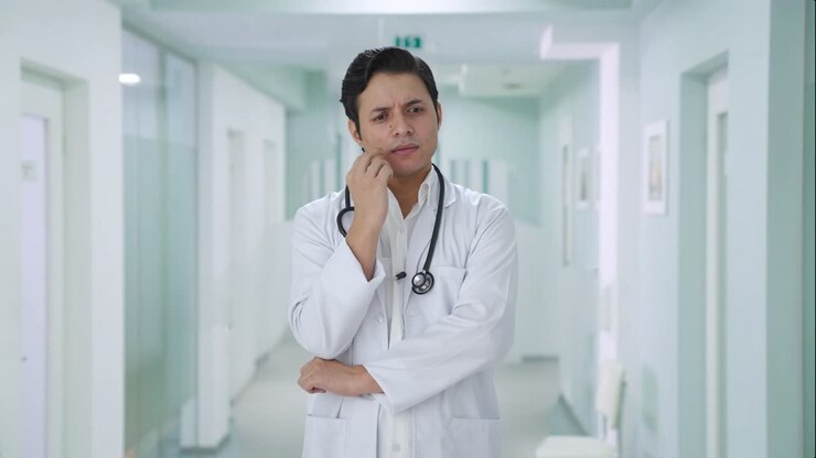 confundido hombre indio médico pensando
