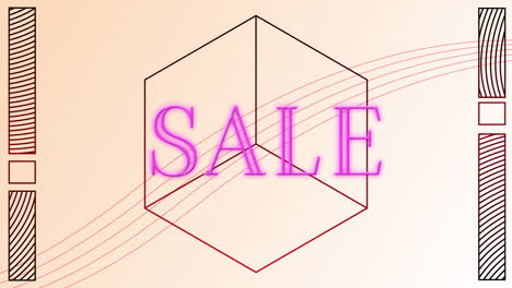 animación de venta masiva sobre formas geométricas sobre fondo blanco