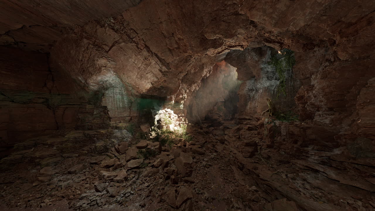 Esplorare una grotta mistica con la luce del sole che filtra attraverso formazioni rocciose