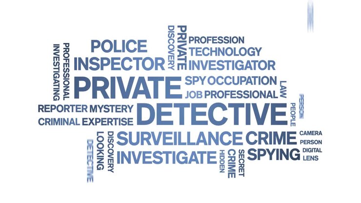 Private Detective animated word cloud,design animation typography seamless loop