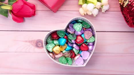 heart-shaped gifts and chocolates