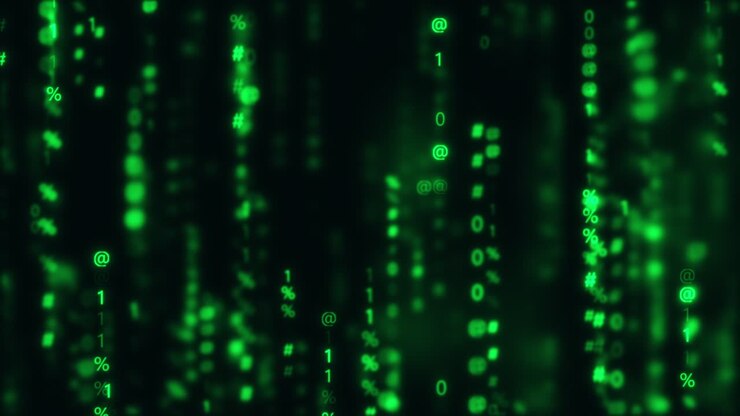 Digital text code green color screen