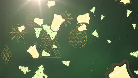 animación de campanas cayendo sobre las decoraciones de navidad
