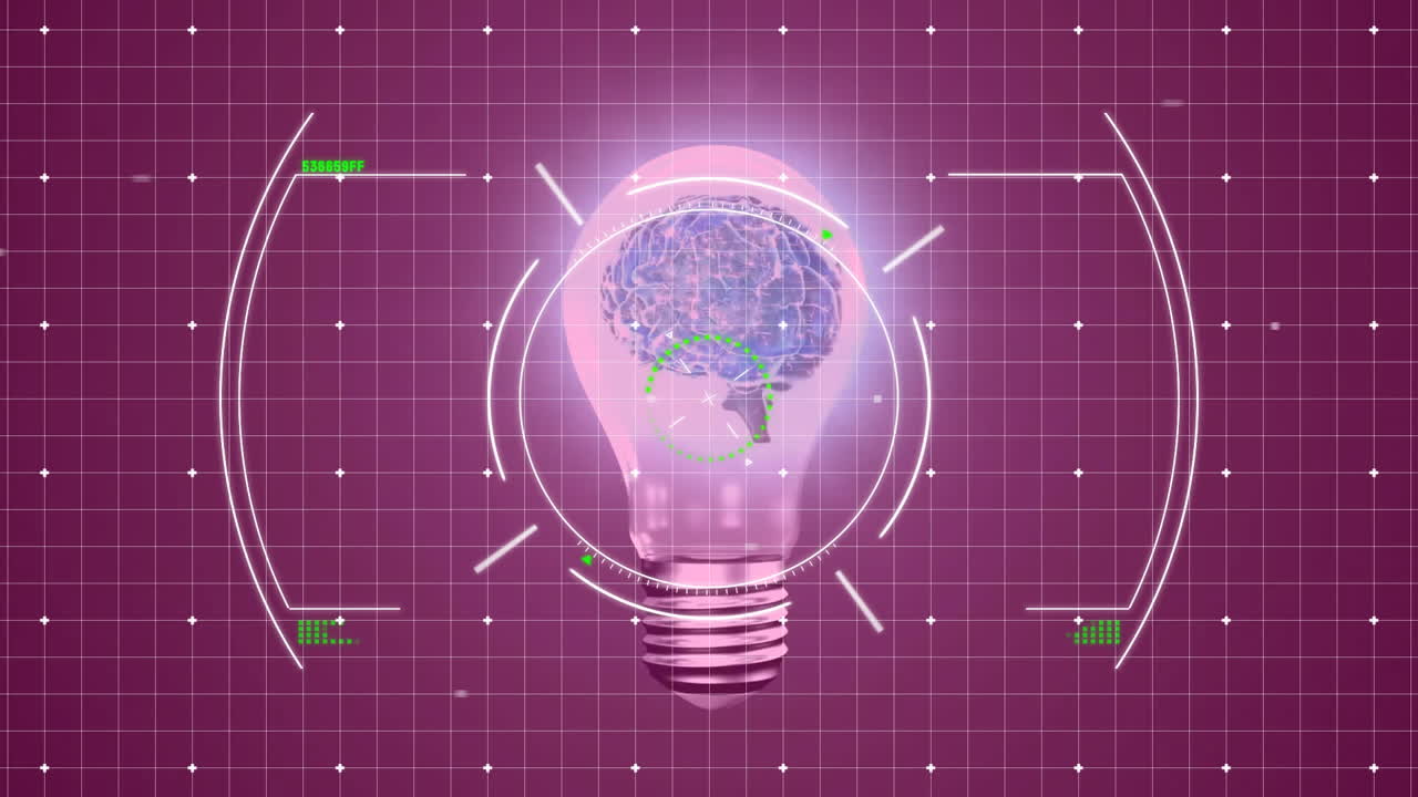 Animation of scope scanning over brain in lightbulb freepik
