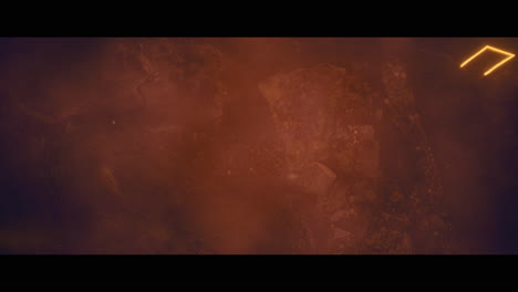 Rocky landscape with huge red light portal structures