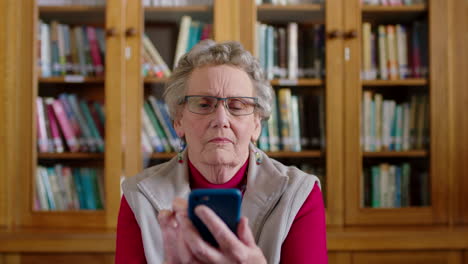 Serious-woman,-phone-and-senior-lady-typing