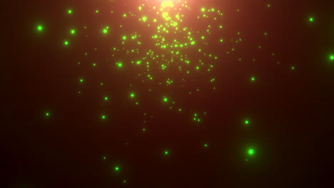 partículas verdes en movimiento y estrellas en la galaxia 2