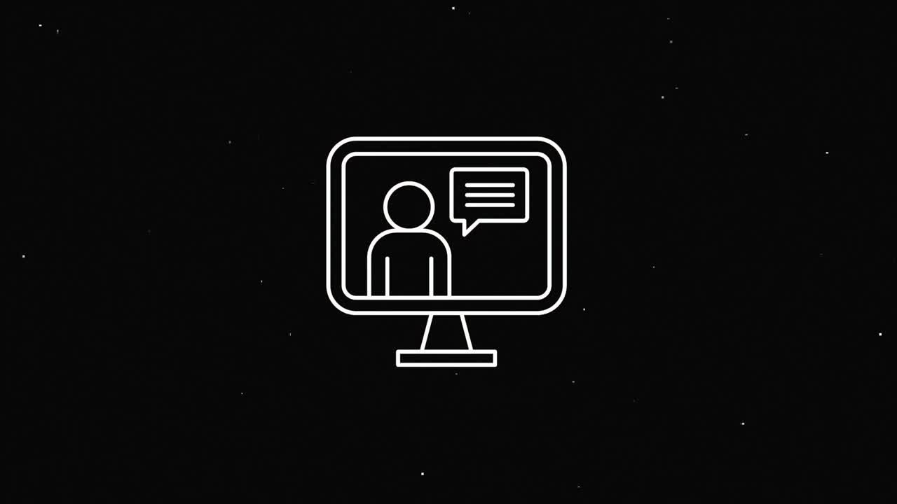 el diseño del icono de glitch de las redes sociales aislado en un fondo oscuro. icono web delineado. gráficos en movimiento.