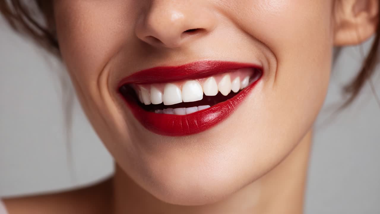Captivating Smile: A Glimpse into Radiance with Flawless Teeth, Perfect Lipstick and a Bright Expression to Showcase the Beauty and Confidence Within