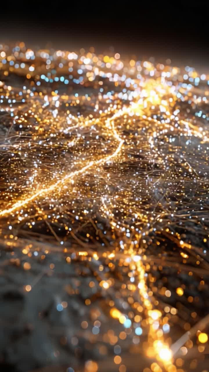 Una straordinaria immagine delle luci della città di notte, che cattura l'energia vivace delle aree urbane con percorsi e collegamenti ben illuminati