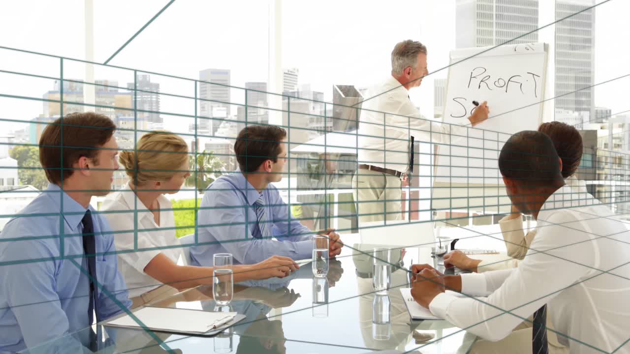 사무실에서 다양한 사업가들에 대한 모양의 애니메이션