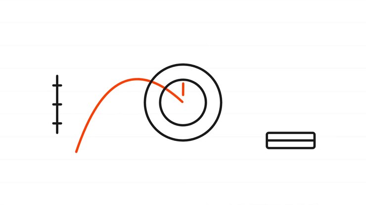 Interfaccia minimalista con grafico a linee animato e indicatore circolare