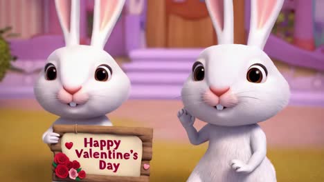 cute rabbits with a valentine's day card