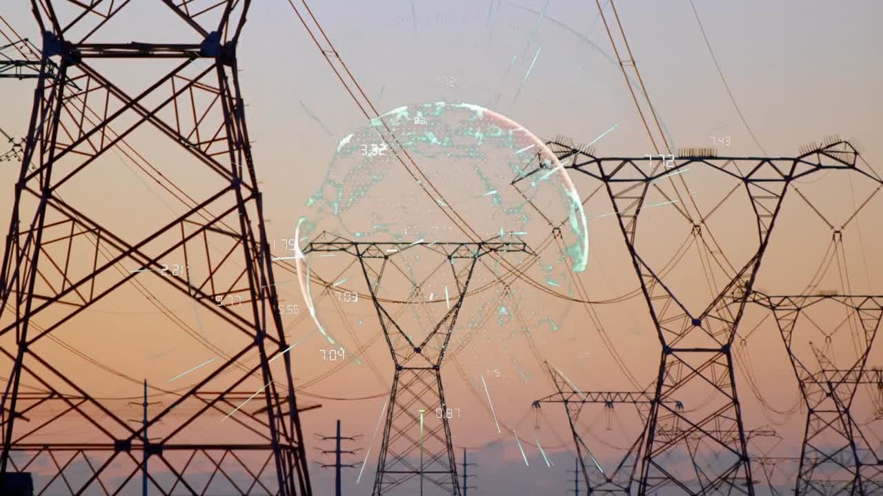 파일론 위의 데이터 처리와 함께 지구의 애니메이션