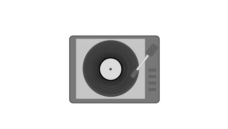 cinemagraph loop vintage vinyl turntable record player from top, video illustration.