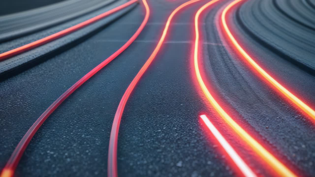 Futuristic Road with Glowing Lines