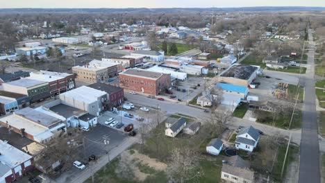 fast aerial spin to a view of small-town america