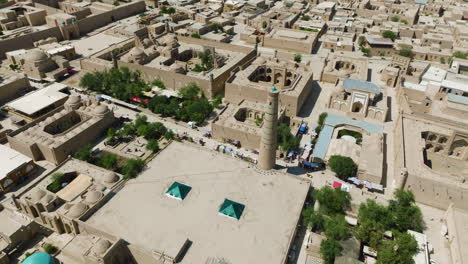 aerial view of the old town of khiva in uzbekistan - drone shot