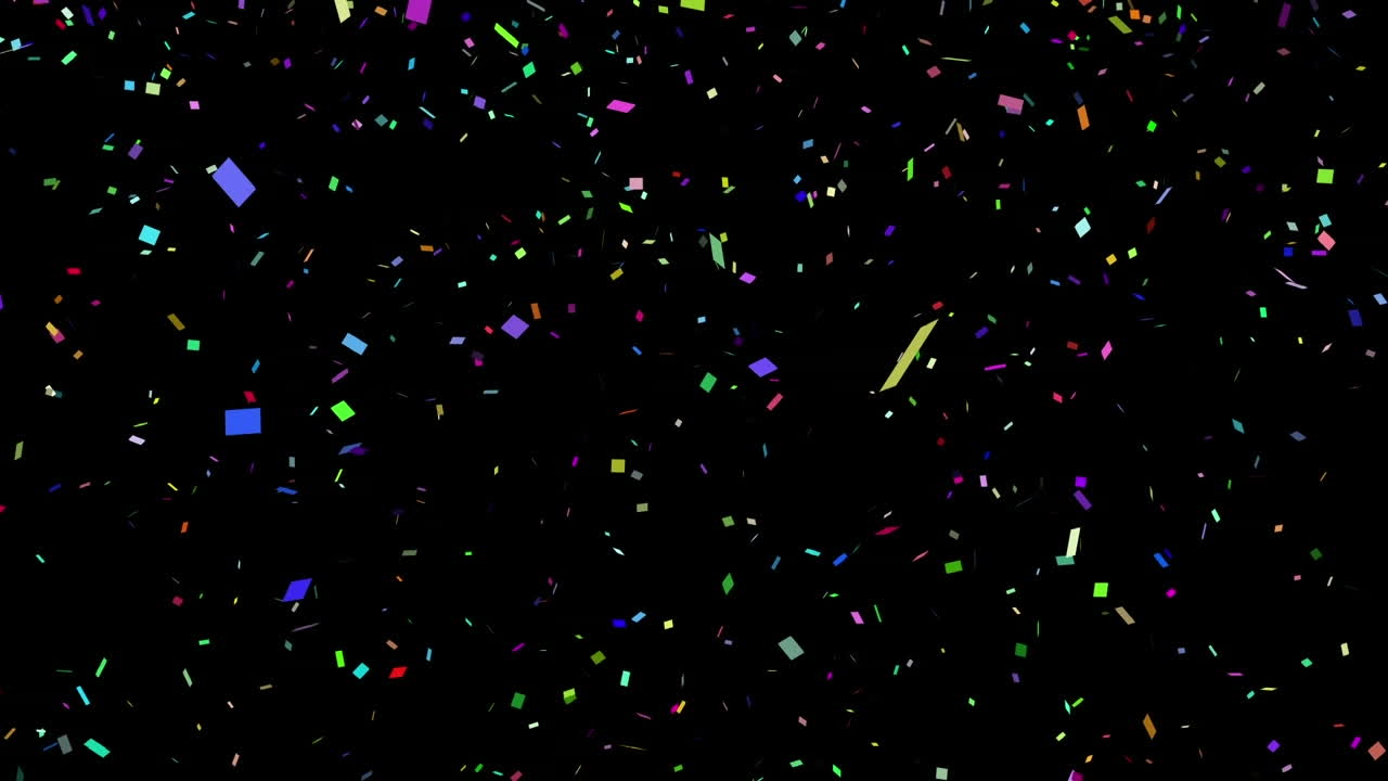 Animazione di coriandoli colorati che cadono su sfondo nero