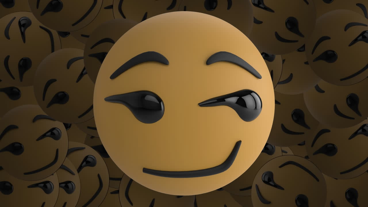 emoji de cara sonriente contra emoji de cara sonriente moviéndose en el fondo