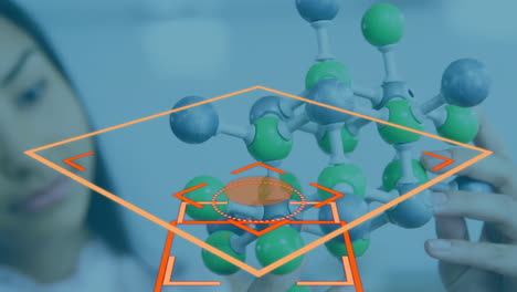 animation of orange scope scanning over schoolgirl in science class