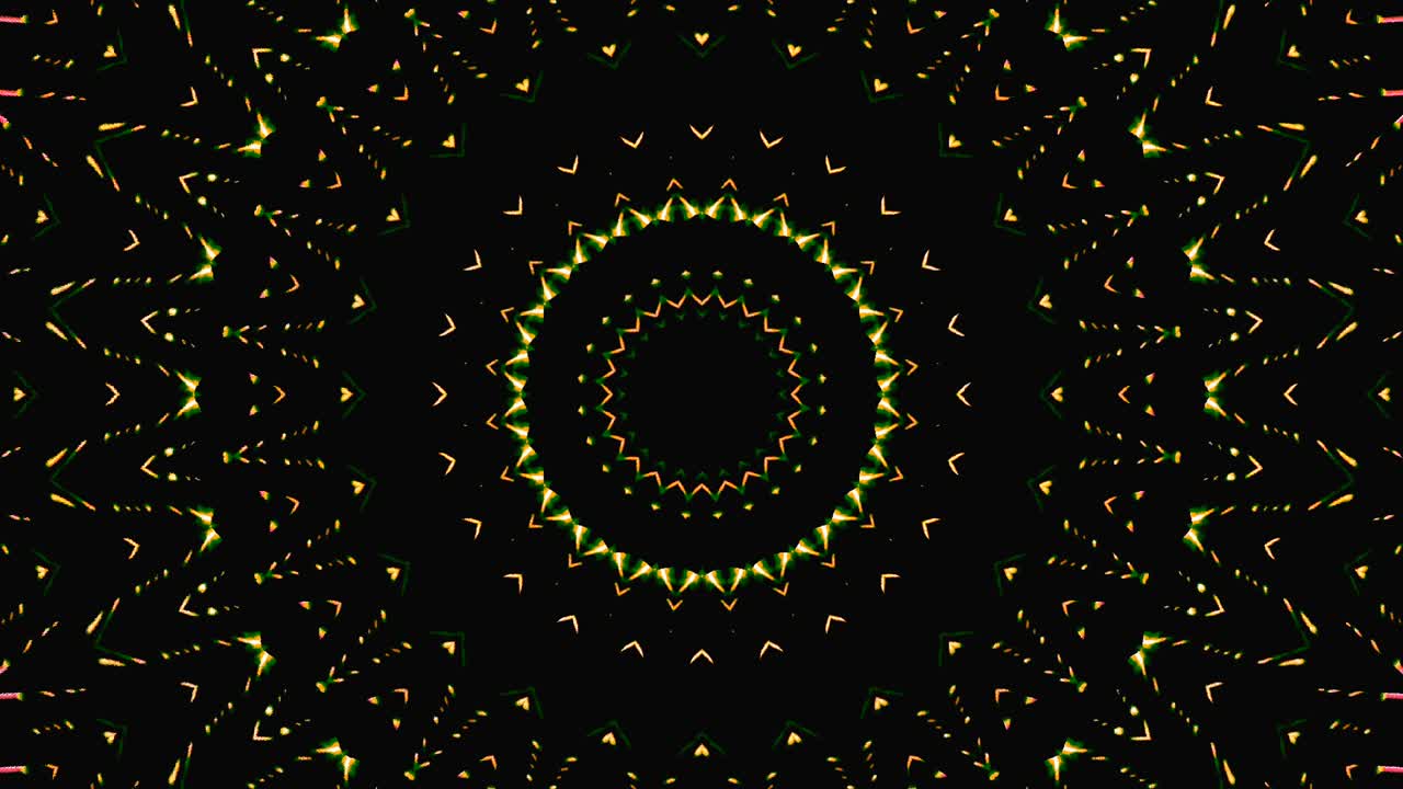 Bellissimo caleidoscopio astratto che brilla, una luce radiosa che regola i movimenti sottili