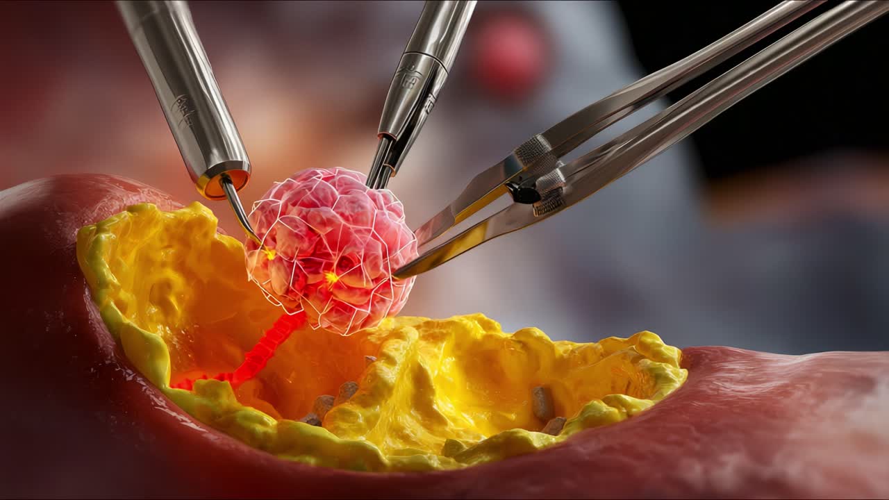 Scientific Exploration of Cellular Structures: A Close-Up on the Precise Removal of a Cell from a Tumorous Mass Undergoing Advanced Medical Techniques and Technology