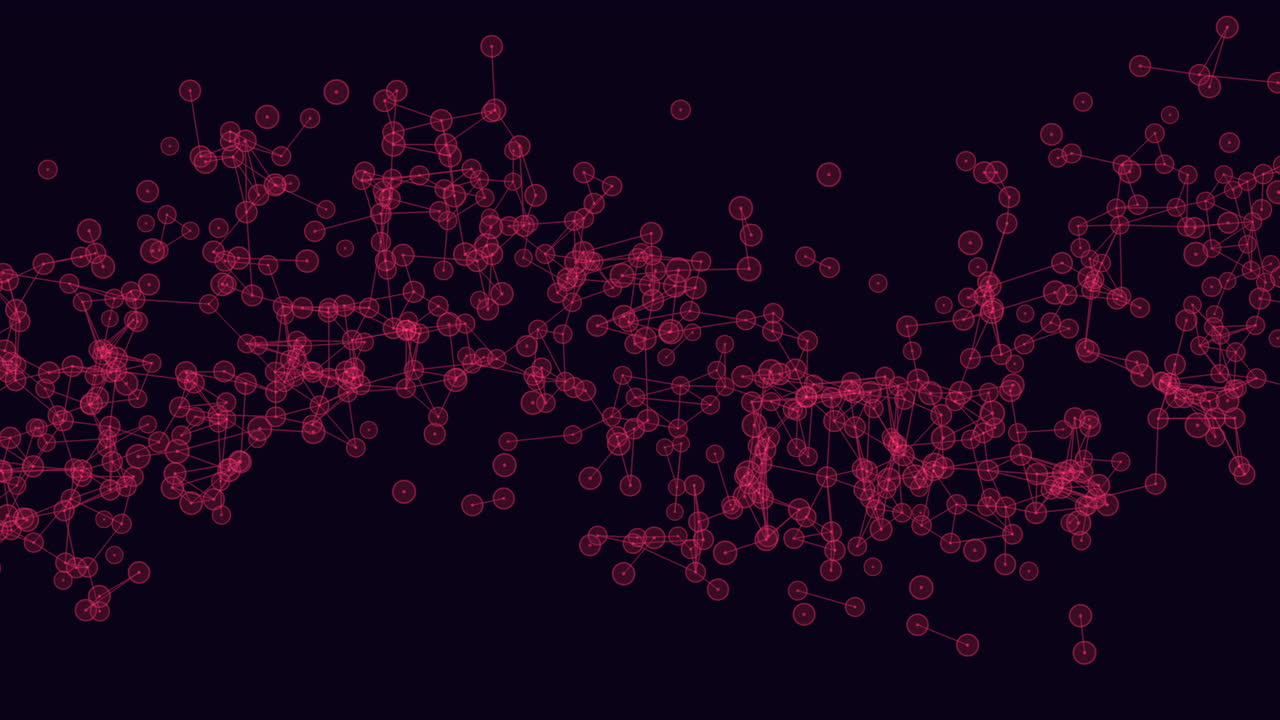 compleja e interconectada una red de nodos ilustrados por puntos rojos