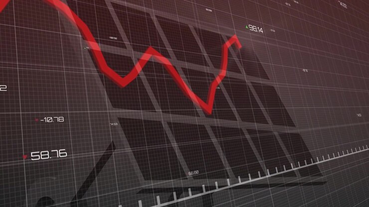 Red polyline entering upper-left and oscillating across tilted 3D grid, showing numeric readouts