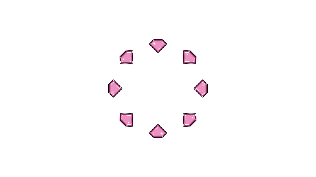 Pixel Art Jewel Spinning Circle Animated Overlay Transparent 30fps (1)