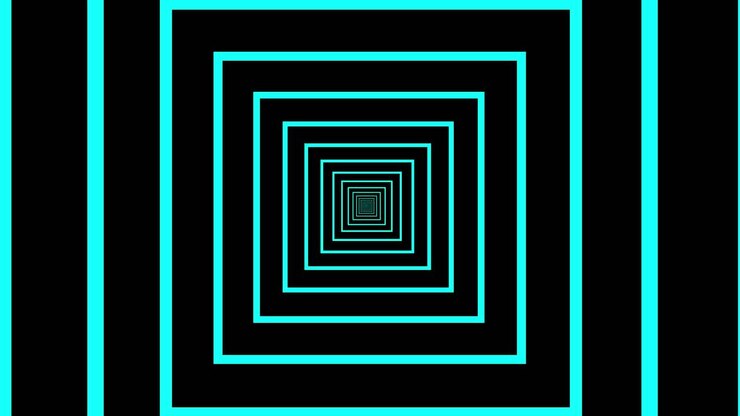 Loop infinito de quadrados azuis pela tela.