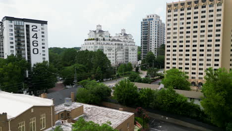 Aerial-view-of-multistorey-apartment-buildings-in-urban-neighbourhood