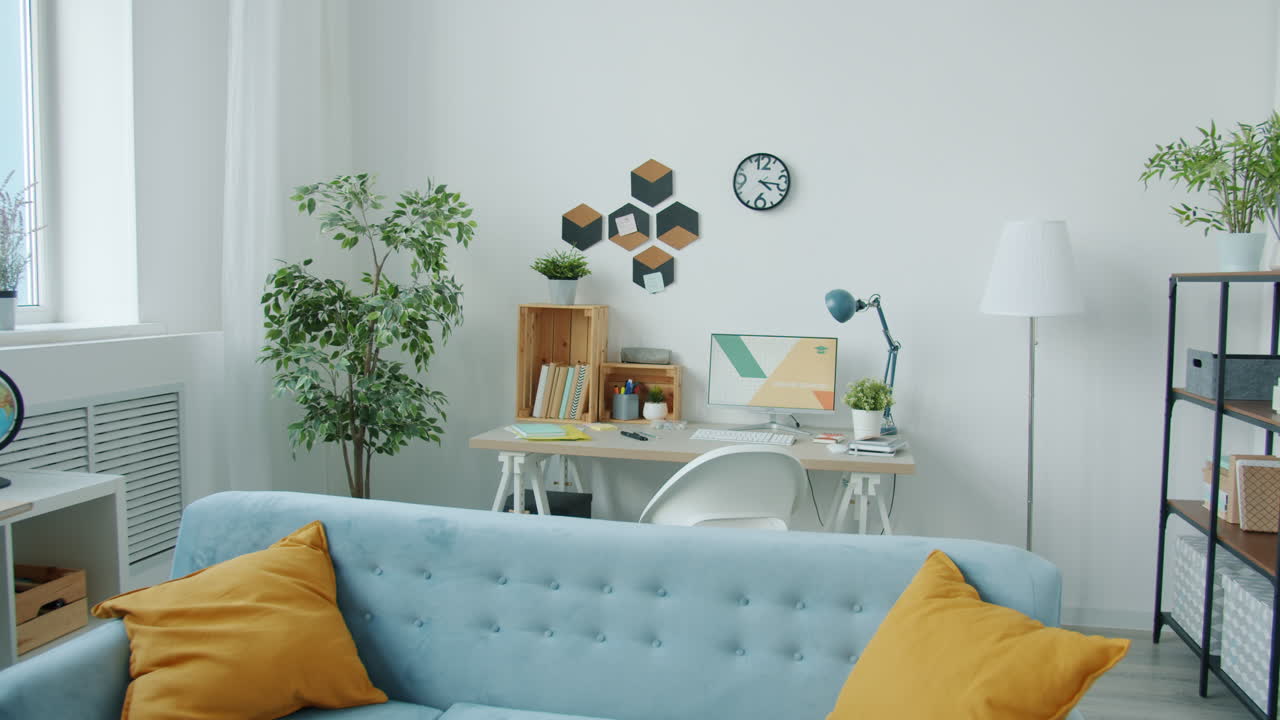 Cozy Home Office with Plants and Modern Decor