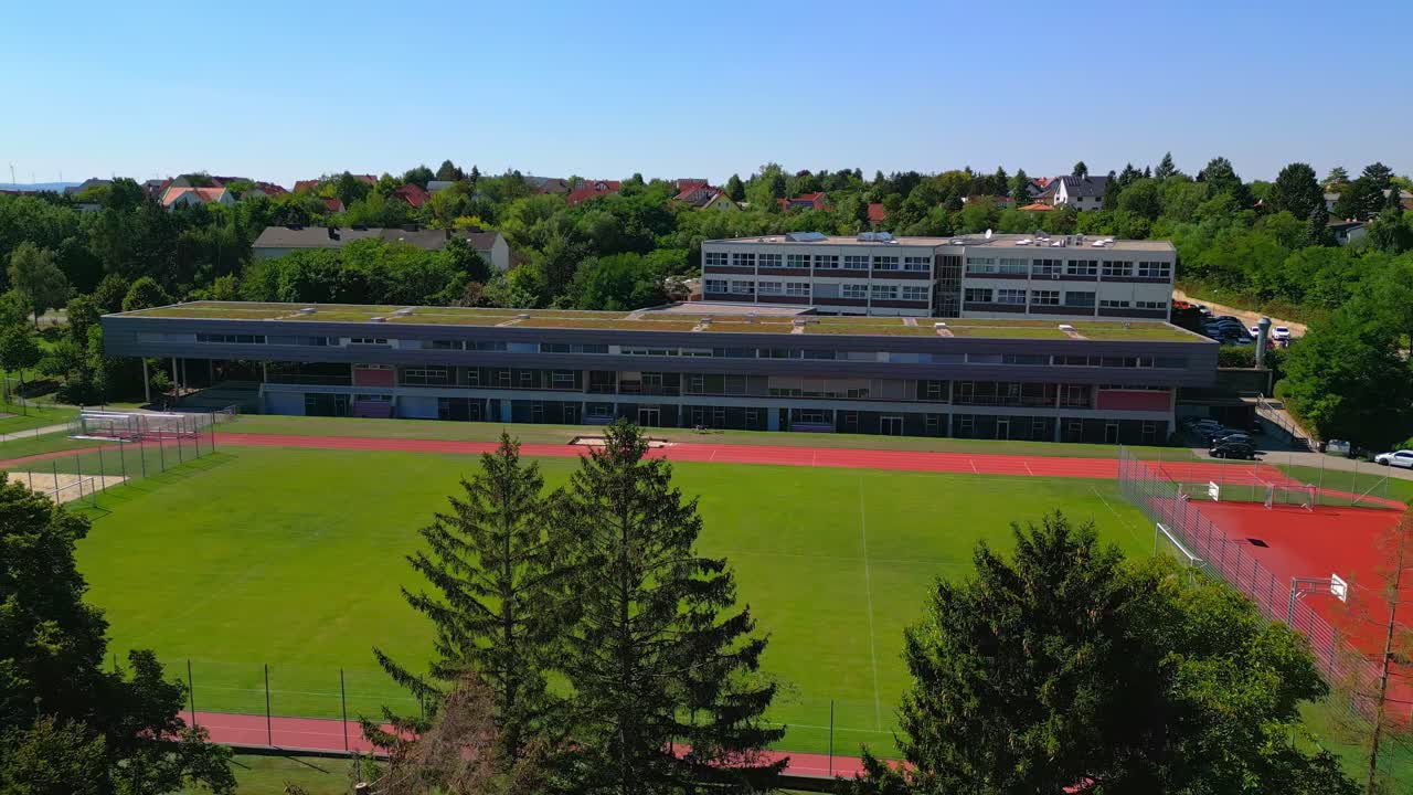 Mistelbach, Nieder&ouml;sterreich, Austria - A Cluster of Schools in One Location - Aerial Pan Right