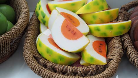 decorative watermelon soap slices in baskets