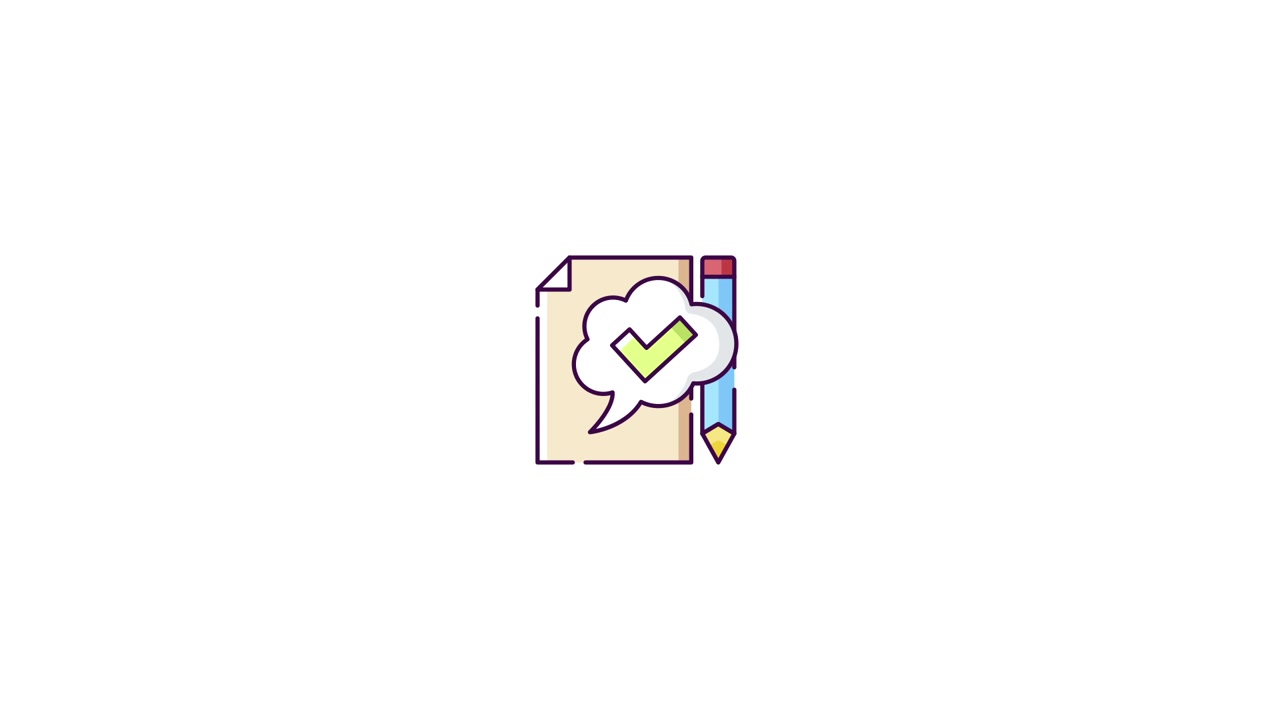 Animated Icon of Document with Checkmark and Pencil
