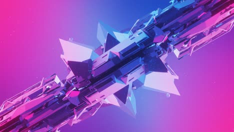this engaging display showcases an impressive piece of digital art featuring a blend of geometric shapes intertwined with a dynamic color palette of pink and blue hues. the design emphasizes depth and movement, capturing the viewer's attention with its futuristic aesthetic. unique elements protrude
