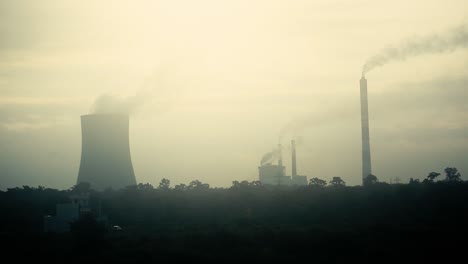 thermal power plant in operation in the morning