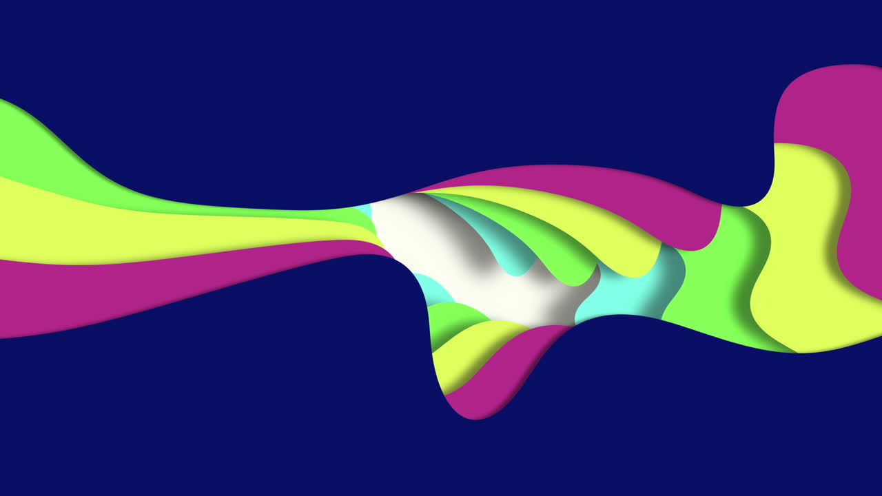 arte 3d abstracto onda vibrante de azul y verde con espuma amarilla y rosa