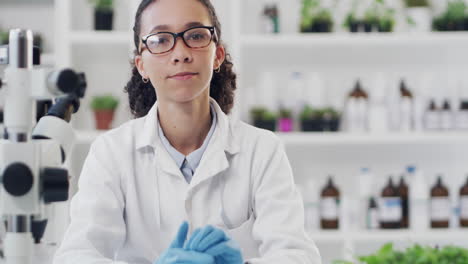 Woman,-portrait-and-forensic-scientist-with-arms