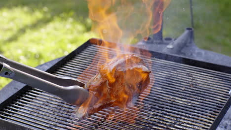 grilled pork ribs on the backyard grill